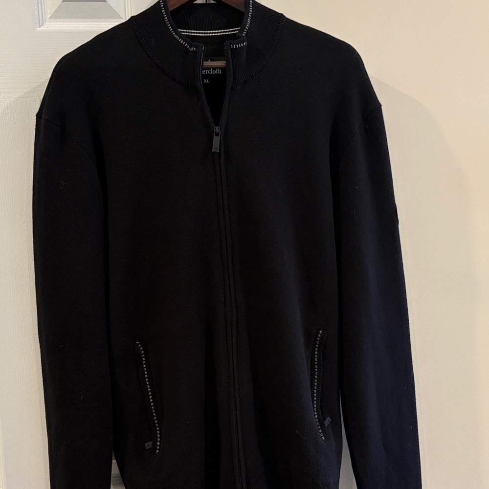BUTTERCLOTH cotton/cashmere Black Full-Zip Men's Sweater BEAUTIFUL!